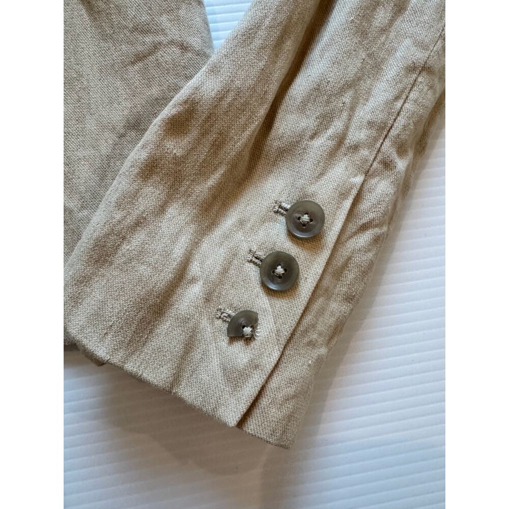 Vince Linen Cotton Blazer Women’s 8 Beige Open Front Cropped Jacket Summer - Picture 7 of 16